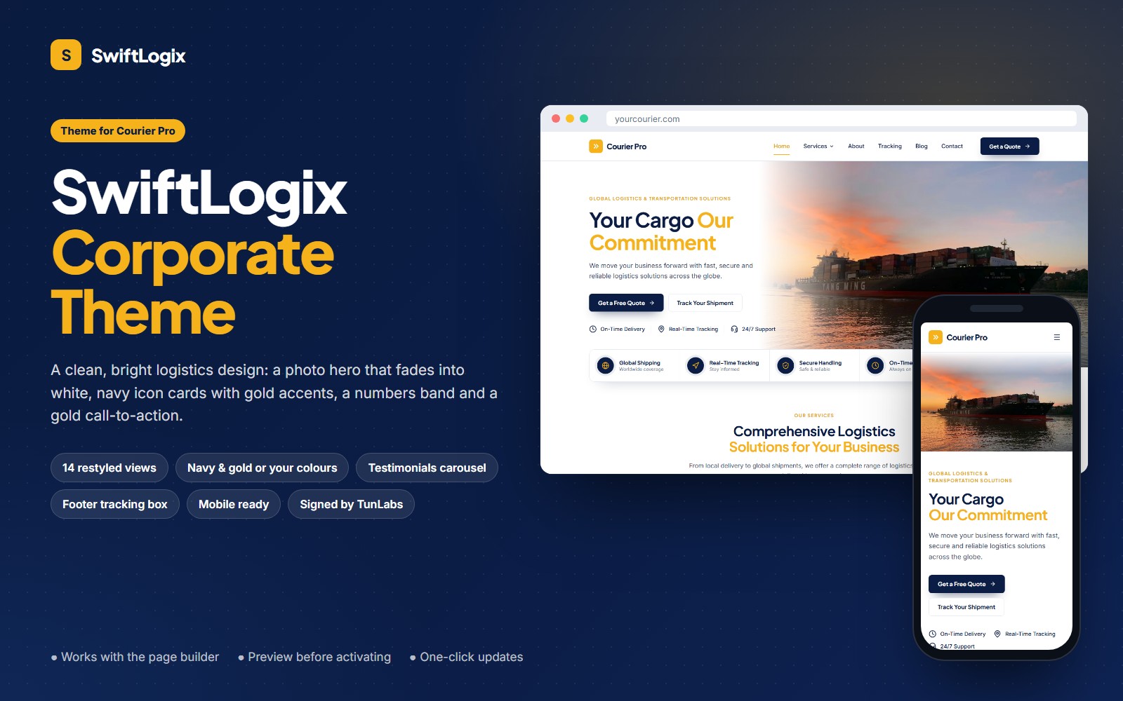 SwiftLogix - Clean Corporate Logistics Theme for Courier Pro