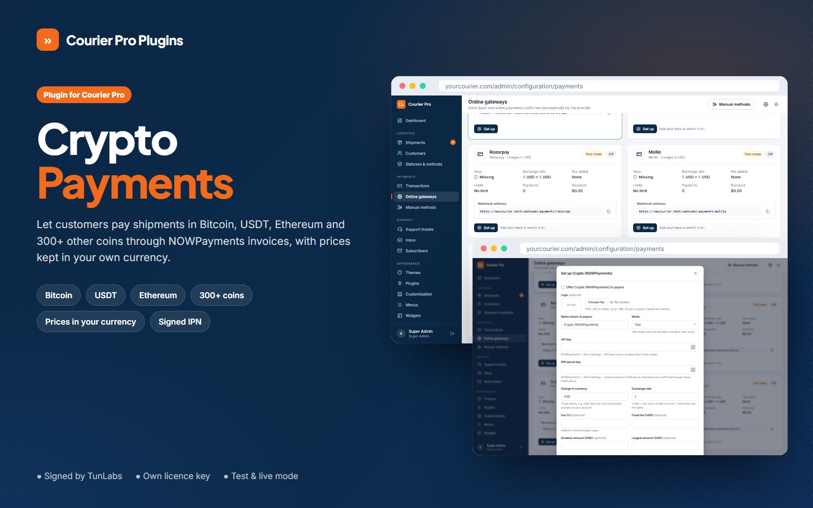 Crypto Payments (NOWPayments) for Courier Pro