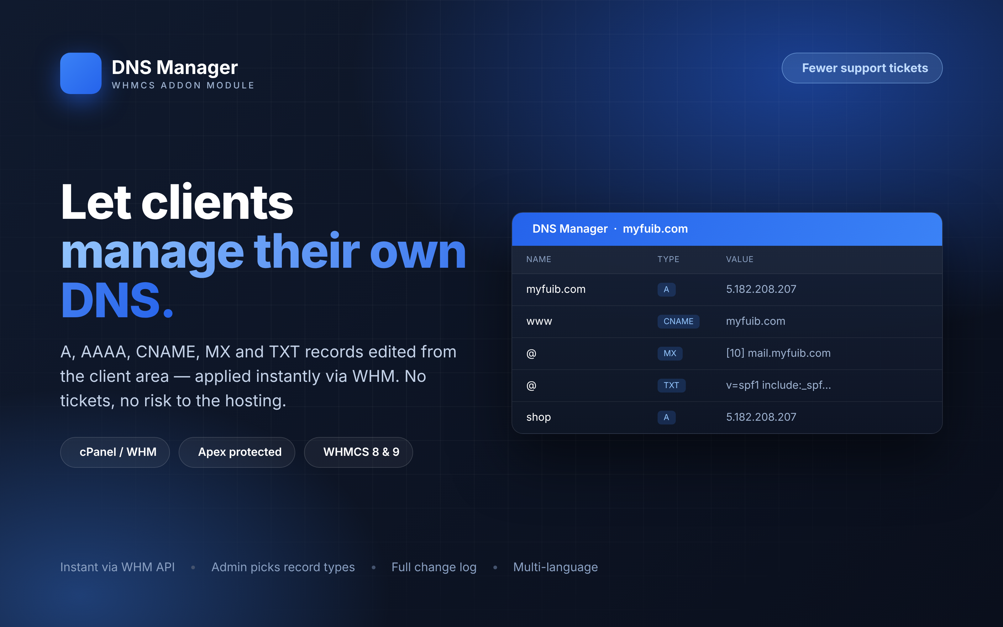 DNS Manager — Self-Service DNS Records for WHMCS